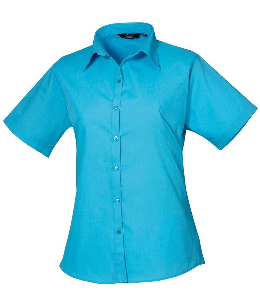 Premier PR302 Turquoise Blue Front - Ladies Blouse Ready to be Embroidered and Printed by Custard Workwear - Cheap Personalised and Customised Workwear in Nottinghamshire, Derbyshire and Leicestershire