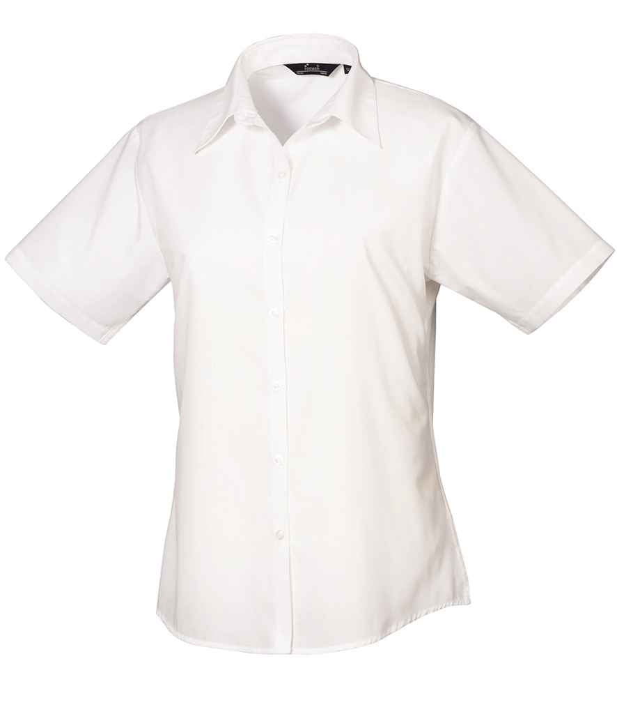 Premier PR302 White Front - Ladies Blouse Ready to be Embroidered and Printed by Custard Workwear - Cheap Personalised and Customised Workwear in Nottinghamshire, Derbyshire and Leicestershire