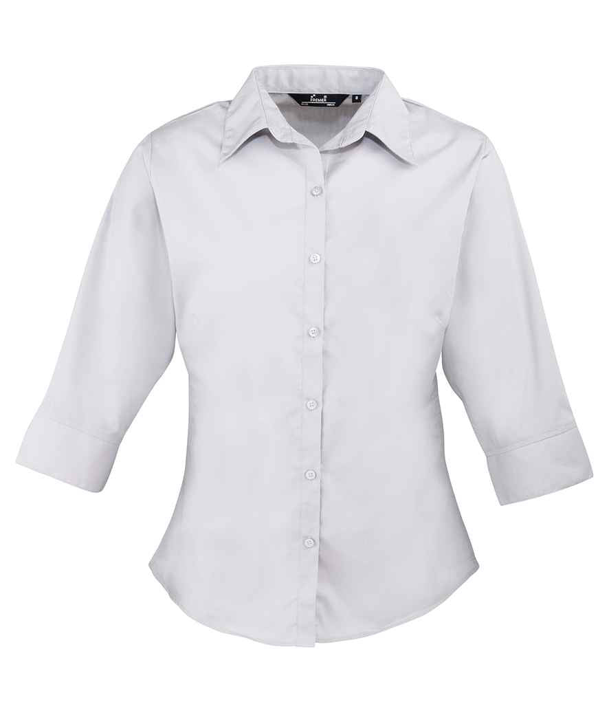 Premier PR305 Silver Front - Ladies Shirt Ready to be Embroidered and Printed by Custard Workwear - Cheap Personalised and Customised Workwear in Nottinghamshire, Derbyshire and Leicestershire