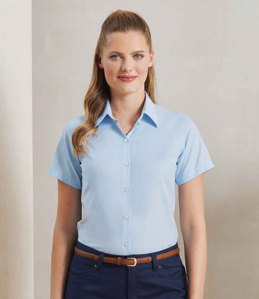 Premier PR336 Light Blue Model - Ladies Shirt Ready to be Embroidered and Printed by Custard Workwear - Cheap Personalised and Customised Workwear in Nottinghamshire, Derbyshire and Leicestershire