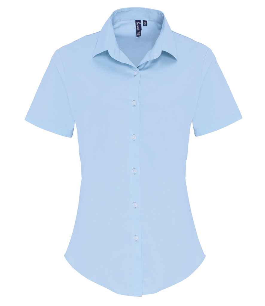Premier PR346 Pale Blue Front - Ladies Shirt Ready to be Embroidered and Printed by Custard Workwear - Cheap Personalised and Customised Workwear in Nottinghamshire, Derbyshire and Leicestershire