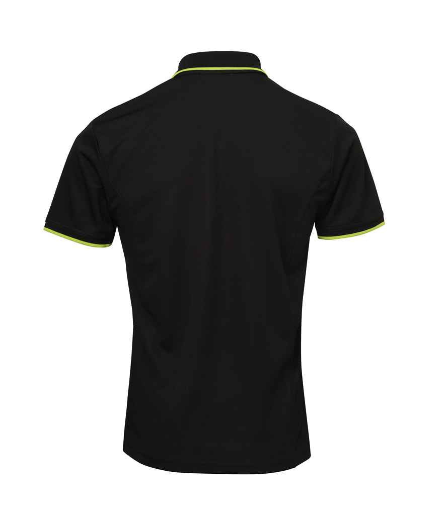 Premier PR618 Black/Lime Green Back - Polo Ready to be Printed by Custard Workwear - Cheap Personalised and Customised Workwear in Nottinghamshire, Derbyshire and Leicestershire