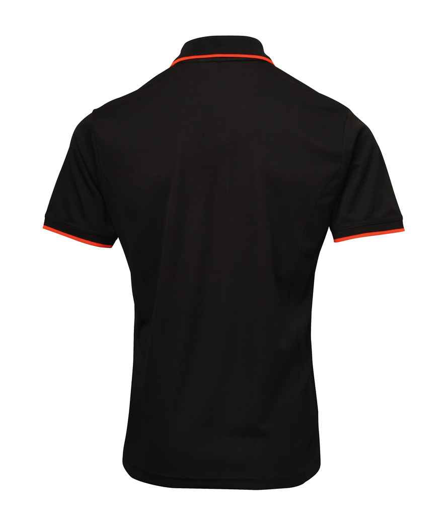 Premier PR618 Black/Orange Back - Polo Ready to be Printed by Custard Workwear - Cheap Personalised and Customised Workwear in Nottinghamshire, Derbyshire and Leicestershire