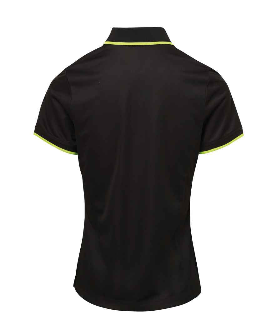 Premier PR619 Black/Lime Green Back - Polo Ready to be Printed by Custard Workwear - Cheap Personalised and Customised Workwear in Nottinghamshire, Derbyshire and Leicestershire