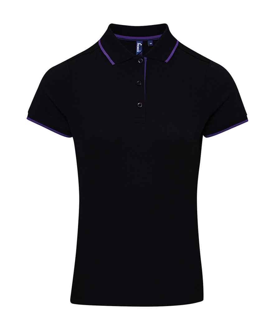 Premier PR619 Black/Purple Front - Polo Ready to be Printed by Custard Workwear - Cheap Personalised and Customised Workwear in Nottinghamshire, Derbyshire and Leicestershire