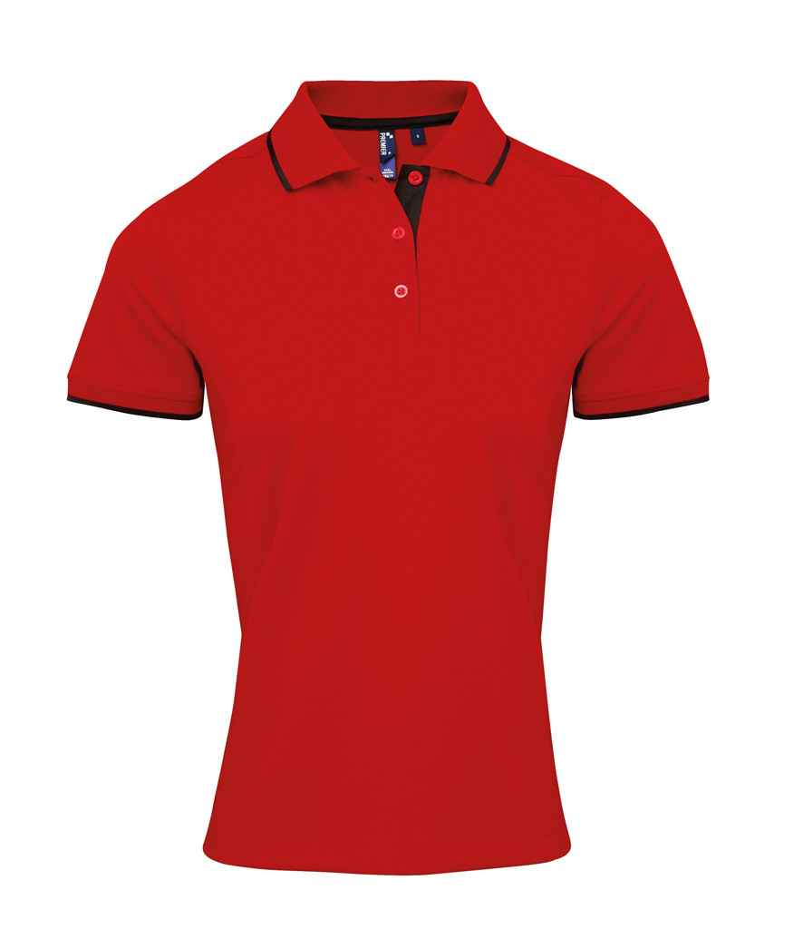 Premier PR619 Red/Black Front - Polo Ready to be Printed by Custard Workwear - Cheap Personalised and Customised Workwear in Nottinghamshire, Derbyshire and Leicestershire