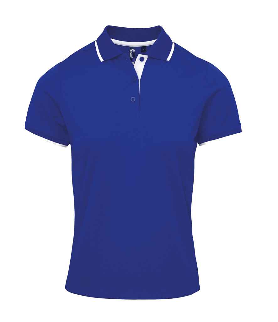 Premier PR619 Royal Blue/White Front - Polo Ready to be Printed by Custard Workwear - Cheap Personalised and Customised Workwear in Nottinghamshire, Derbyshire and Leicestershire