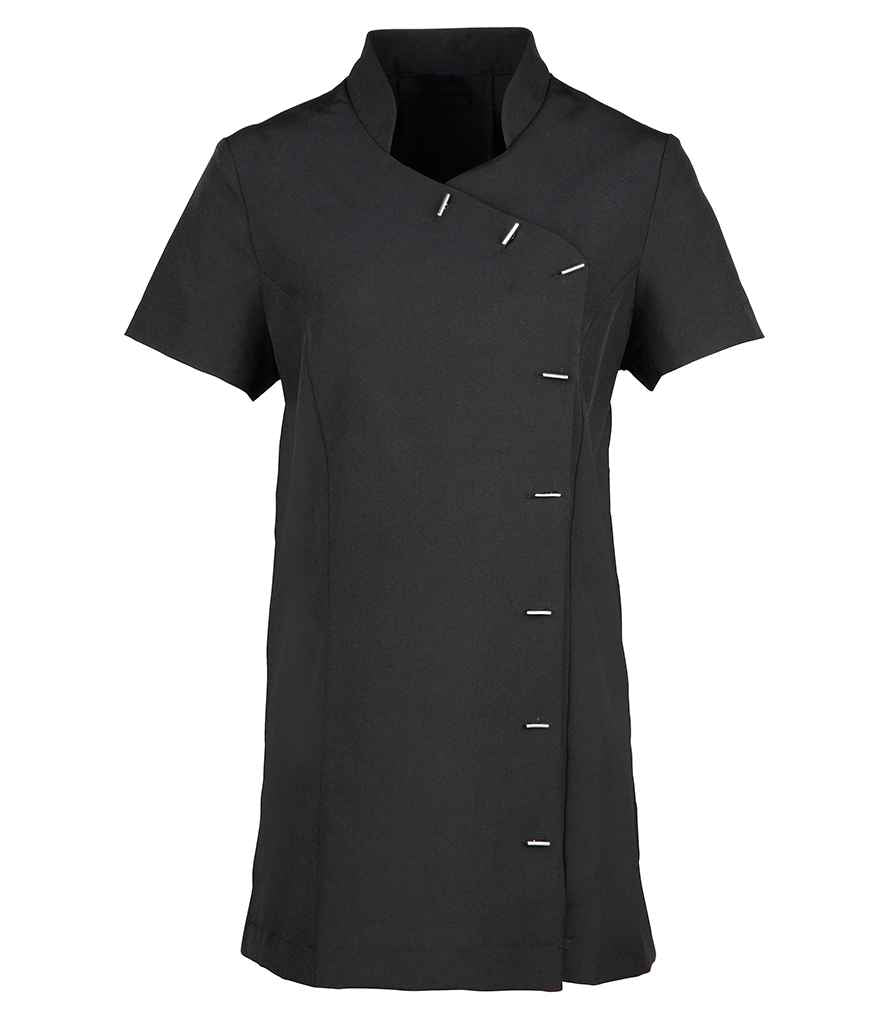 Premier PR682 Black Front - Beauty Tunic Ready to be Embroidered and Printed by Custard Workwear - Cheap Personalised and Customised Workwear in Nottinghamshire, Derbyshire and Leicestershire