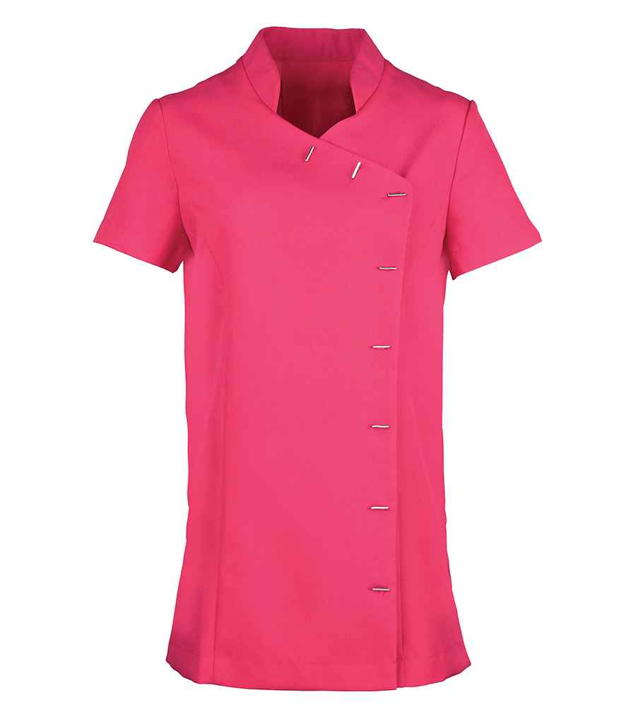 Premier PR682 Hot Pink Front - Tunic Ready to be Embroidered and Printed by Custard Workwear - Cheap Personalised and Customised Workwear in Nottinghamshire, Derbyshire and Leicestershire