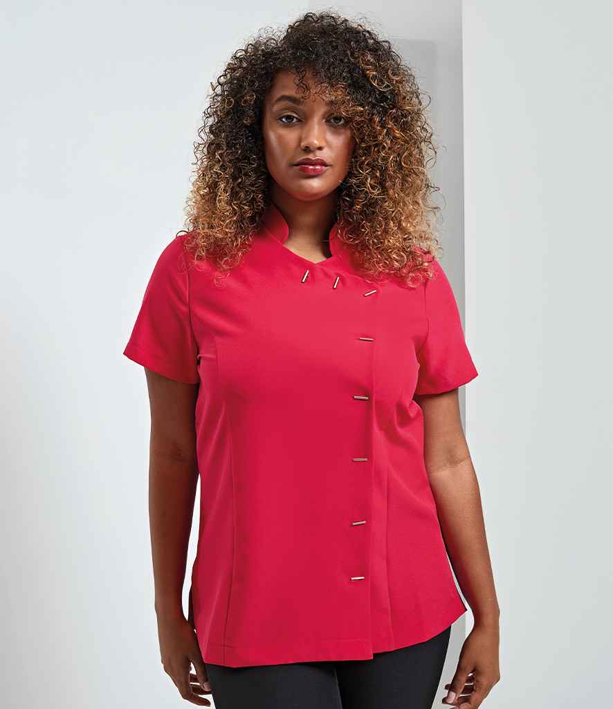 Premier PR682 Hot Pink Model - Beauty Tunic Ready to be Embroidered and Printed by Custard Workwear - Cheap Personalised and Customised Workwear in Nottinghamshire, Derbyshire and Leicestershire
