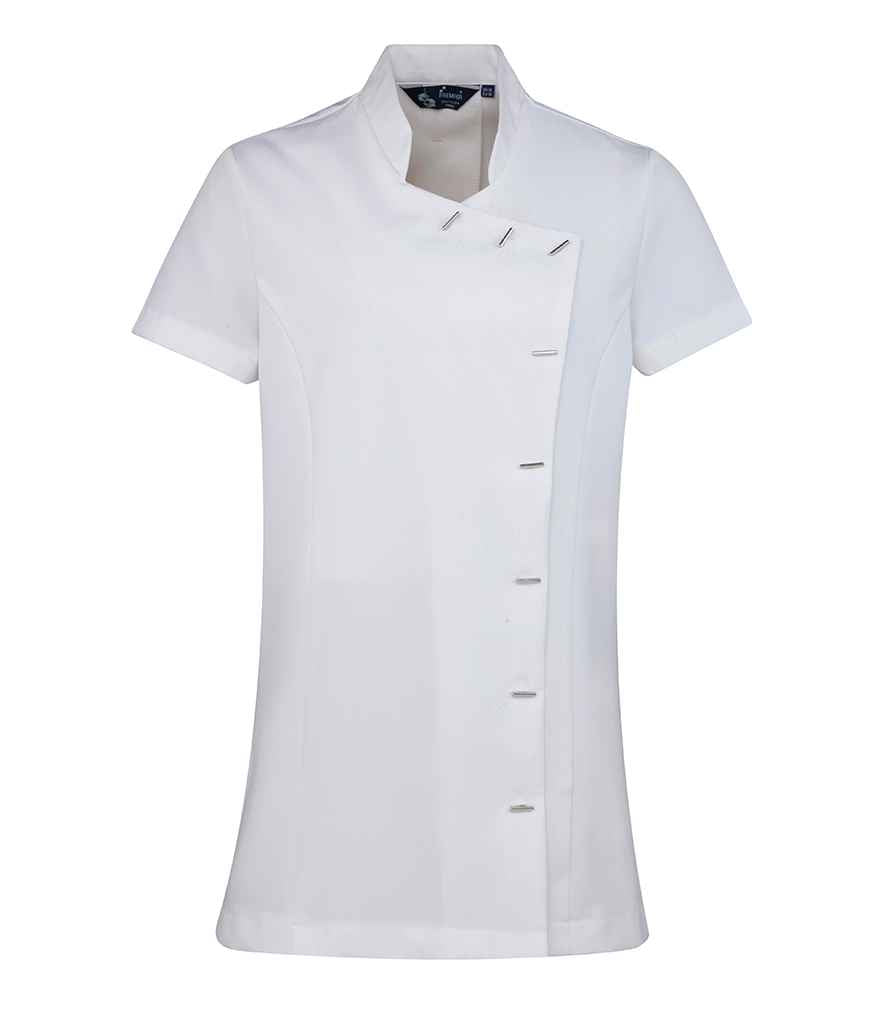Premier PR682 White Front - Beauty Tunic Ready to be Embroidered and Printed by Custard Workwear - Cheap Personalised and Customised Workwear in Nottinghamshire, Derbyshire and Leicestershire