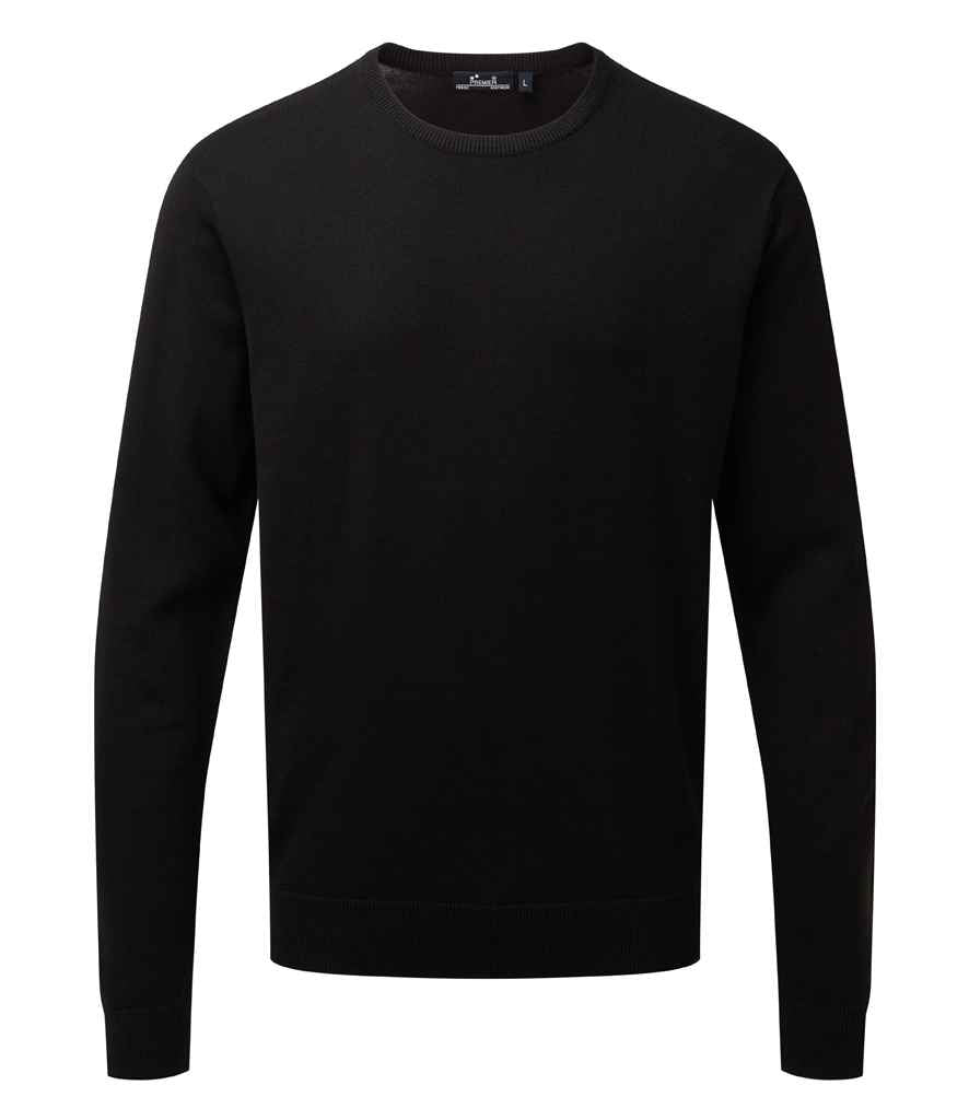 Premier PR692 Black Front - Knitted Jumper Ready to be Embroidered by Custard Workwear - Cheap Personalised and Customised Workwear in Nottinghamshire, Derbyshire and Leicestershire