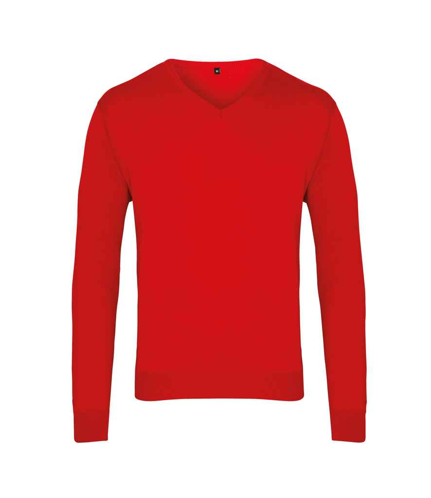 Premier PR694 Red Front - Knitted Jumper Ready to be Embroidered by Custard Workwear - Cheap Personalised and Customised Workwear in Nottinghamshire, Derbyshire and Leicestershire