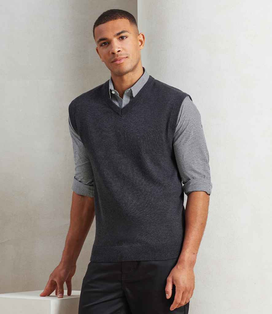 Premier PR699 Charcoal Model - Knitted Jumper Ready to be Embroidered by Custard Workwear - Cheap Personalised and Customised Workwear in Nottinghamshire, Derbyshire and Leicestershire