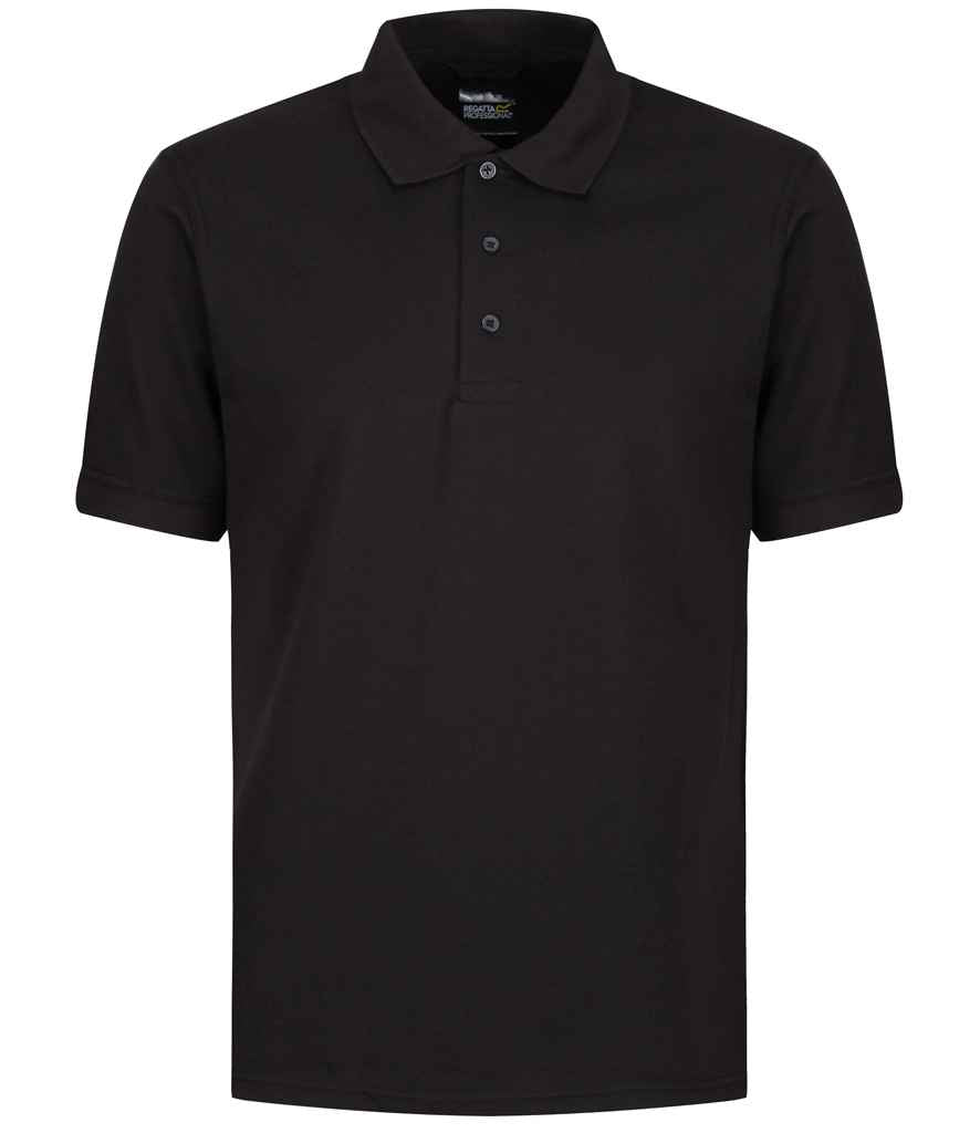 Regatta Professional RG320 Black Front - Polo Ready to be Embroidered and Printed by Custard Workwear - Cheap Personalised and Customised Workwear in Nottinghamshire, Derbyshire and Leicestershire