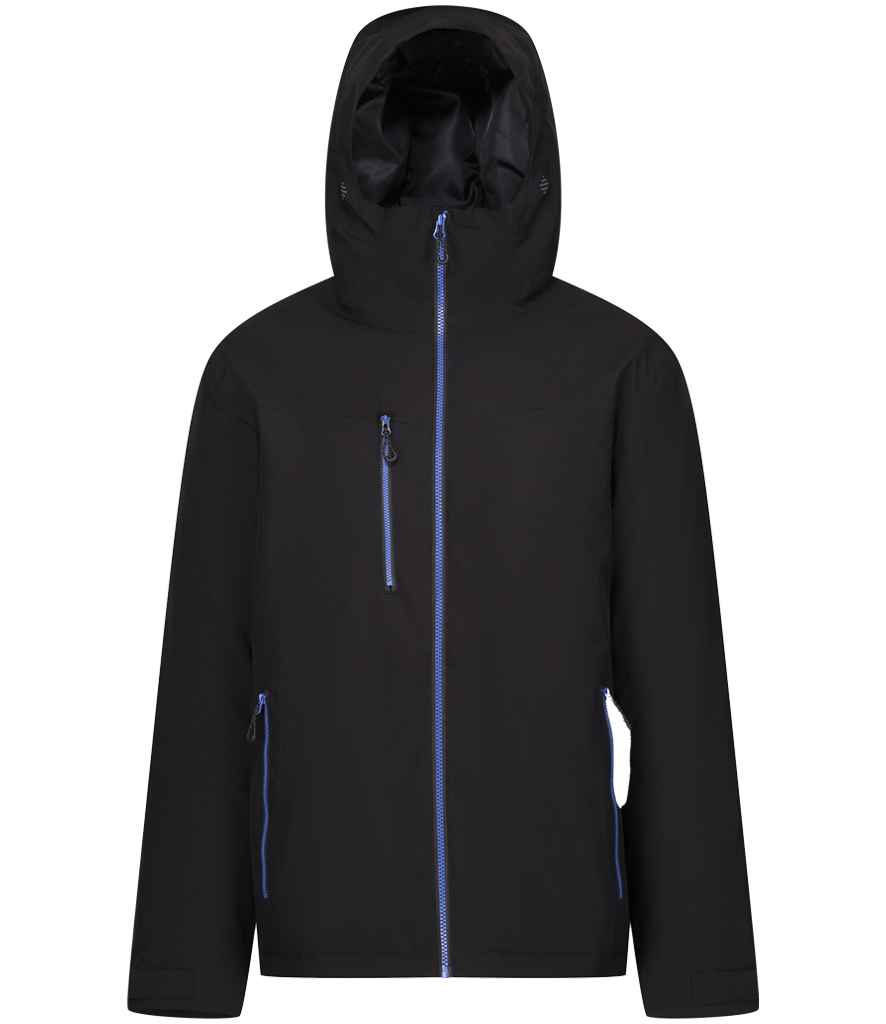 Regatta Professional RG443 Black/New Royal Blue Front - Jacket Ready to be Embroidered and Printed by Custard Workwear - Cheap Personalised and Customised Workwear in Nottinghamshire, Derbyshire and Leicestershire