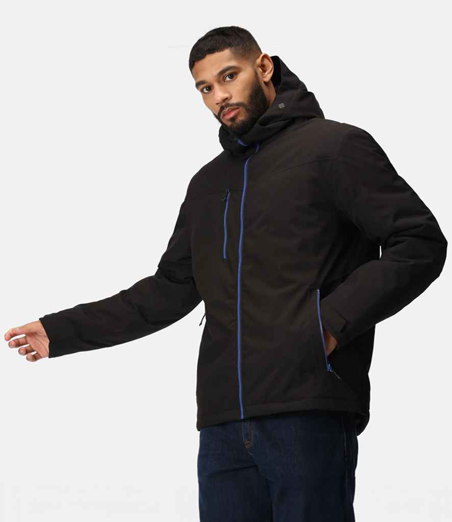 Regatta Professional RG443 Black/New Royal Blue Model - Jacket Ready to be Embroidered and Printed by Custard Workwear - Cheap Personalised and Customised Workwear in Nottinghamshire, Derbyshire and Leicestershire