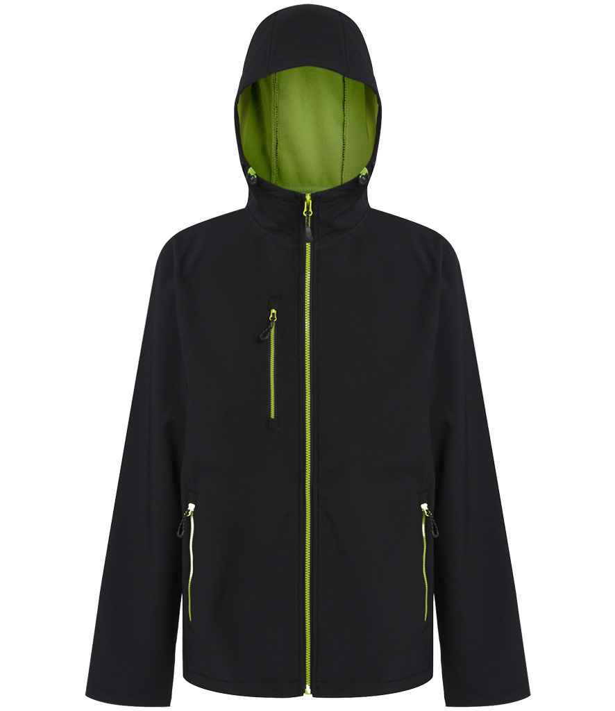 Regatta Professional RG454 Black/Lime Green Front - Soft Shell Ready to be Embroidered and Printed by Custard Workwear - Cheap Personalised and Customised Workwear in Nottinghamshire, Derbyshire and Leicestershire