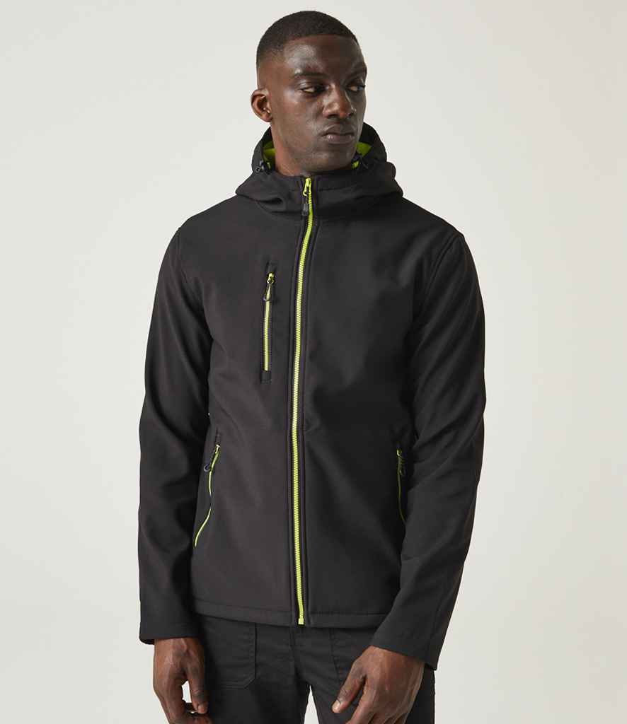 Regatta Professional RG454 Black/Lime Green Model - Soft Shell Ready to be Embroidered and Printed by Custard Workwear - Cheap Personalised and Customised Workwear in Nottinghamshire, Derbyshire and Leicestershire
