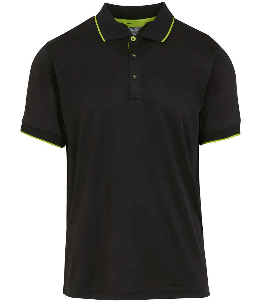 Regatta Professional RG456 Black/Lime Green Front - Polo Ready to be Printed by Custard Workwear - Cheap Personalised and Customised Workwear in Nottinghamshire, Derbyshire and Leicestershire
