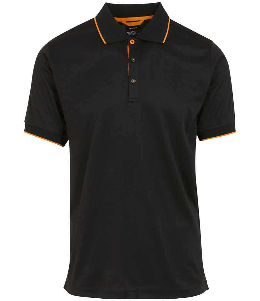 Regatta Professional RG456 Black/Orange Pop Front - Polo Ready to be Printed by Custard Workwear - Cheap Personalised and Customised Workwear in Nottinghamshire, Derbyshire and Leicestershire