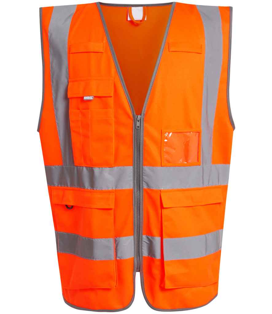 Regatta Hi-Vis RG464 Orange Front - Vest Ready to be Printed by Custard Workwear - Cheap Personalised and Customised Workwear in Nottinghamshire, Derbyshire and Leicestershire