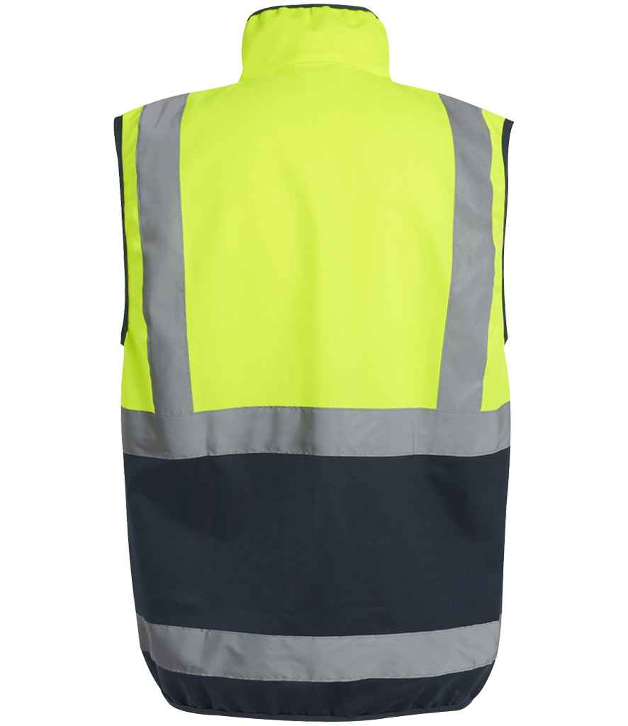 Regatta Hi-Vis RG469 Yellow/Navy Back - Bodywarmer Ready to be Printed by Custard Workwear - Cheap Personalised and Customised Workwear in Nottinghamshire, Derbyshire and Leicestershire