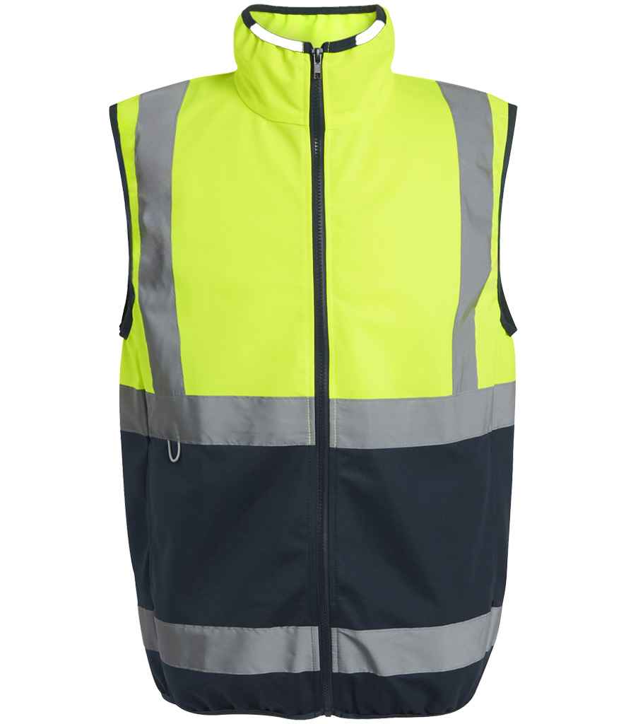 Regatta Hi-Vis RG469 Yellow/Navy Front - Bodywarmer Ready to be Printed by Custard Workwear - Cheap Personalised and Customised Workwear in Nottinghamshire, Derbyshire and Leicestershire