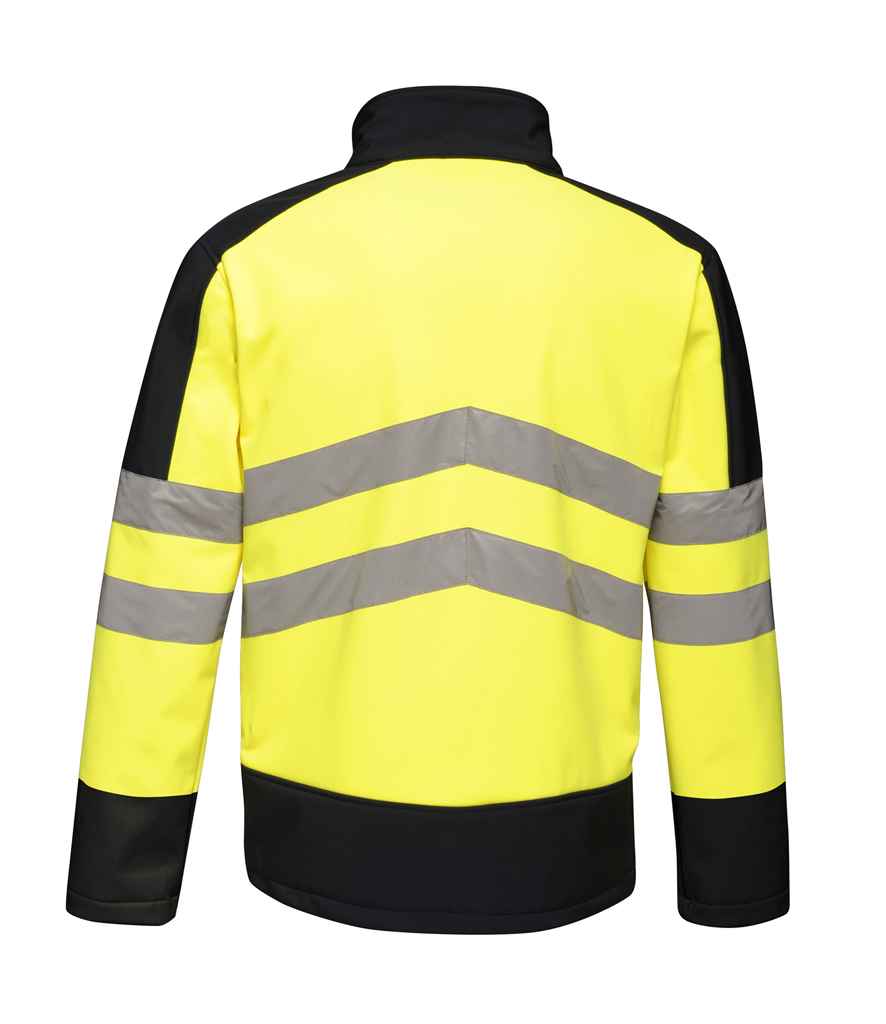 Regatta Hi-Vis RG474 Yellow/Navy Back - Soft Shell Ready to be Embroidered and Printed by Custard Workwear - Cheap Personalised and Customised Workwear in Nottinghamshire, Derbyshire and Leicestershire
