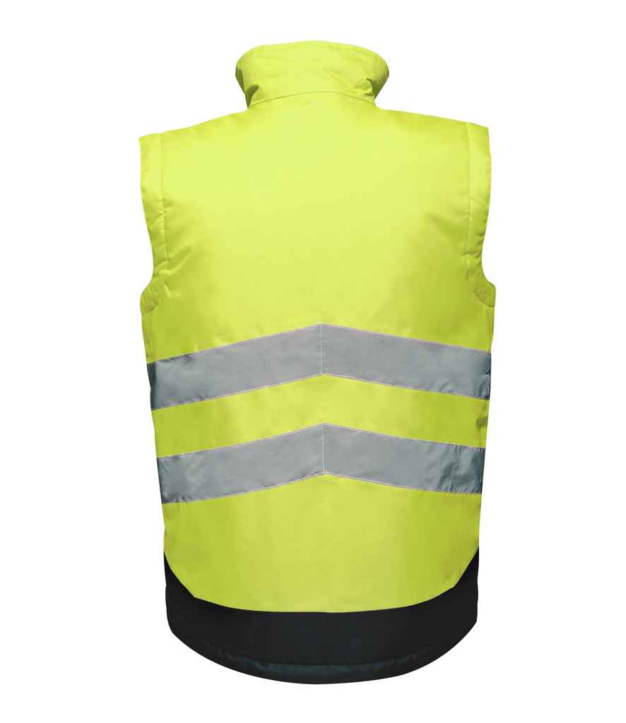 Regatta Hi-Vis RG475 Yellow/Navy Back - Bodywarmer Ready to be Embroidered and Printed by Custard Workwear - Cheap Personalised and Customised Workwear in Nottinghamshire, Derbyshire and Leicestershire