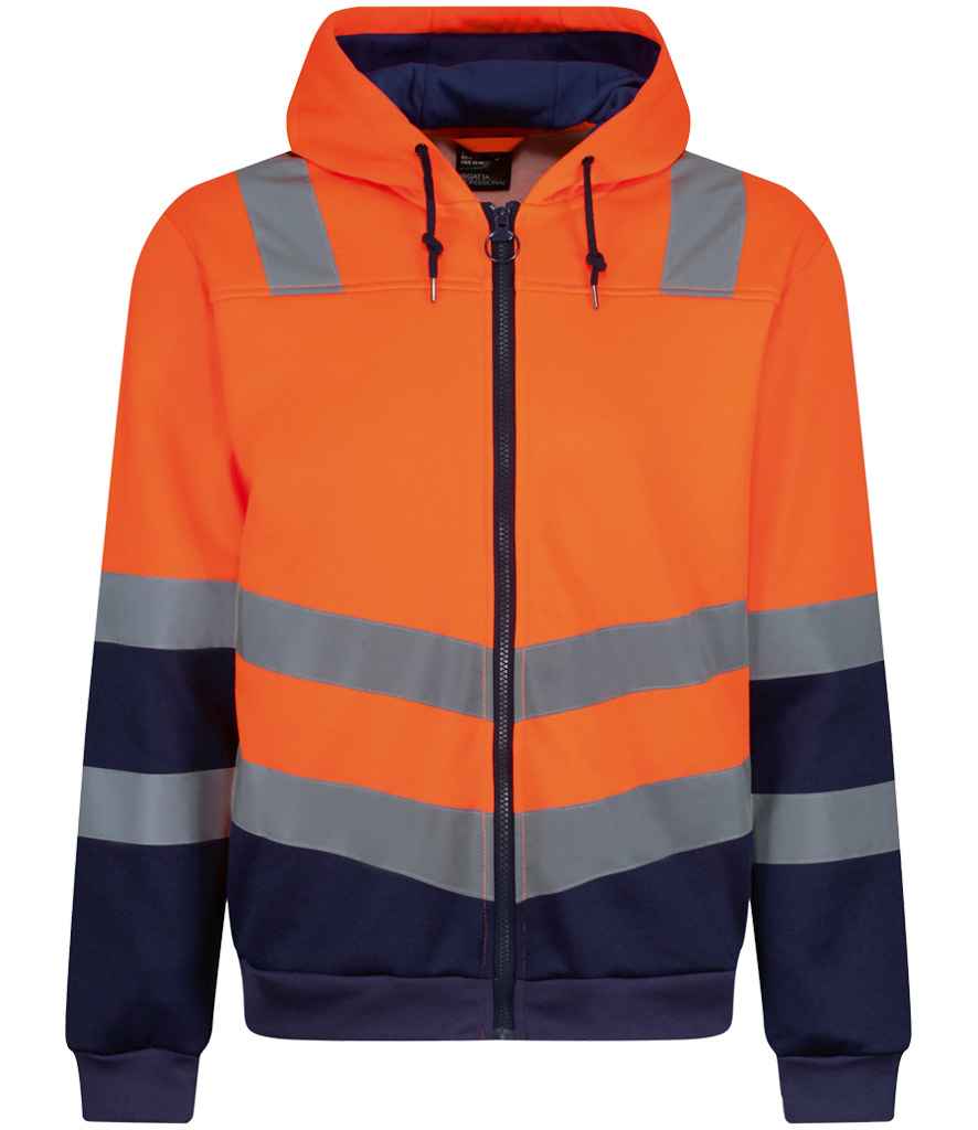 Regatta Hi-Vis RG485 Orange/Navy Front - Hood Ready to be Embroidered and Printed by Custard Workwear - Cheap Personalised and Customised Workwear in Nottinghamshire, Derbyshire and Leicestershire