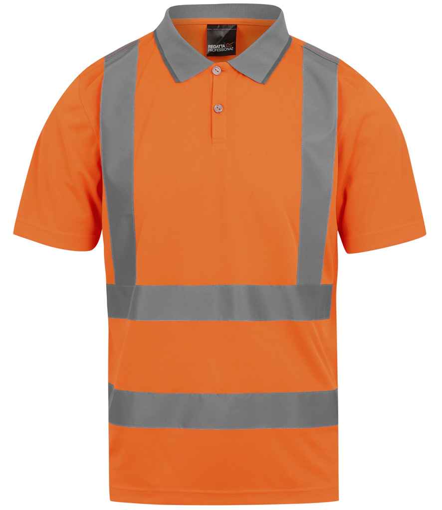 Regatta Hi-Vis RG555 Orange Front - Polo Ready to be Printed by Custard Workwear - Cheap Personalised and Customised Workwear in Nottinghamshire, Derbyshire and Leicestershire
