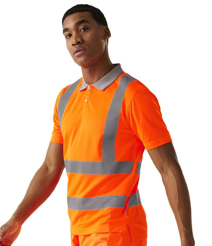 Regatta Hi-Vis RG555 Orange Model - Polo Ready to be Printed by Custard Workwear - Cheap Personalised and Customised Workwear in Nottinghamshire, Derbyshire and Leicestershire