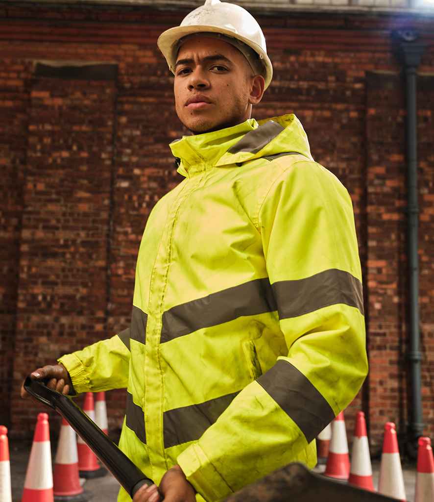 Regatta Hi-Vis RG556 Yellow Model - Jacket Ready to be Embroidered and Printed by Custard Workwear - Cheap Personalised and Customised Workwear in Nottinghamshire, Derbyshire and Leicestershire