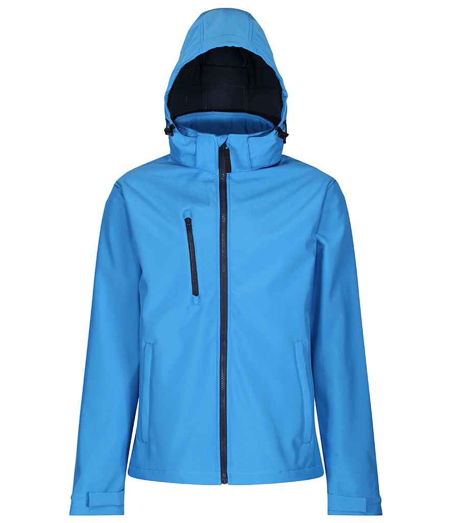 Regatta Professional RG635 French Blue/Navy Front - Soft Shell Ready to be Embroidered and Printed by Custard Workwear - Cheap Personalised and Customised Workwear in Nottinghamshire, Derbyshire and Leicestershire