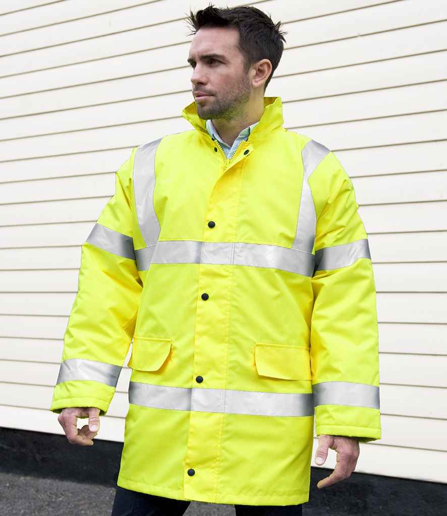 Result RS218 Fluorescent Yellow Model - Ready to be Embroidered and Printed by Custard Workwear - Cheap Personalised and Customised Workwear in Nottinghamshire, Derbyshire and Leicestershire
