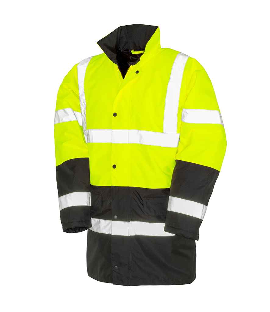 Result RS452 Fluorescent Yellow/Black Front - Ready to be Embroidered and Printed by Custard Workwear - Cheap Personalised and Customised Workwear in Nottinghamshire, Derbyshire and Leicestershire