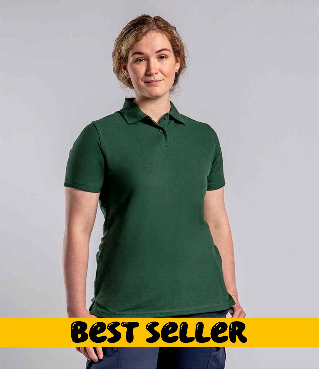 Pro RTX RX101F Bottle Green Model - Ladies Polo Shirt Ready to be Embroidered and Printed by Custard Workwear - Cheap Personalised and Customised Workwear in Nottinghamshire, Derbyshire and Leicestershire
