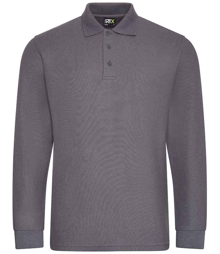 Pro RTX RX102 Solid Grey Front - Long Sleeve Polo Shirt Ready to be Embroidered and Printed by Custard Workwear - Cheap Personalised and Customised Workwear in Nottinghamshire, Derbyshire and Leicestershire