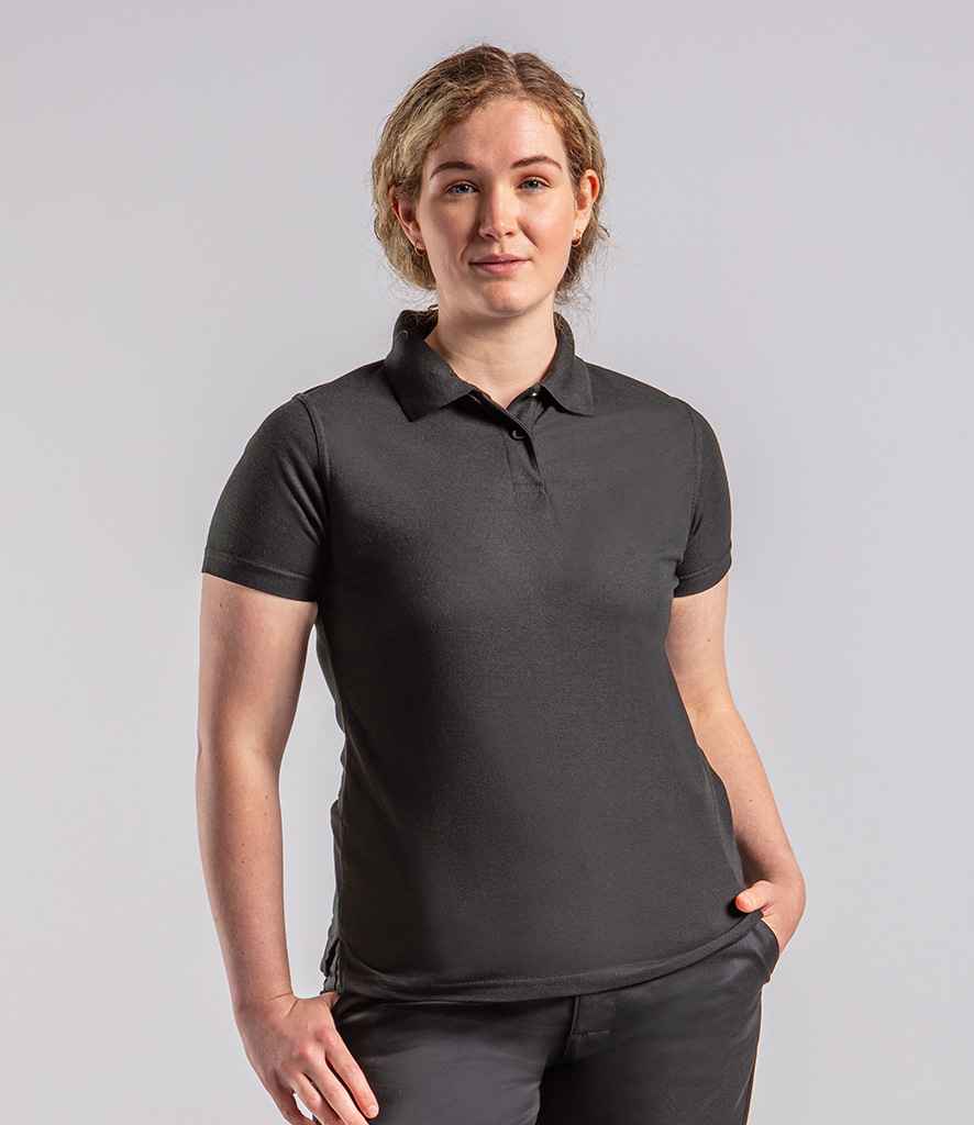 Pro RTX RX105F Black Model - Ladies Polyester Polo Shirt Ready to be Embroidered and Printed by Custard Workwear - Cheap Personalised and Customised Workwear in Nottinghamshire, Derbyshire and Leicestershire