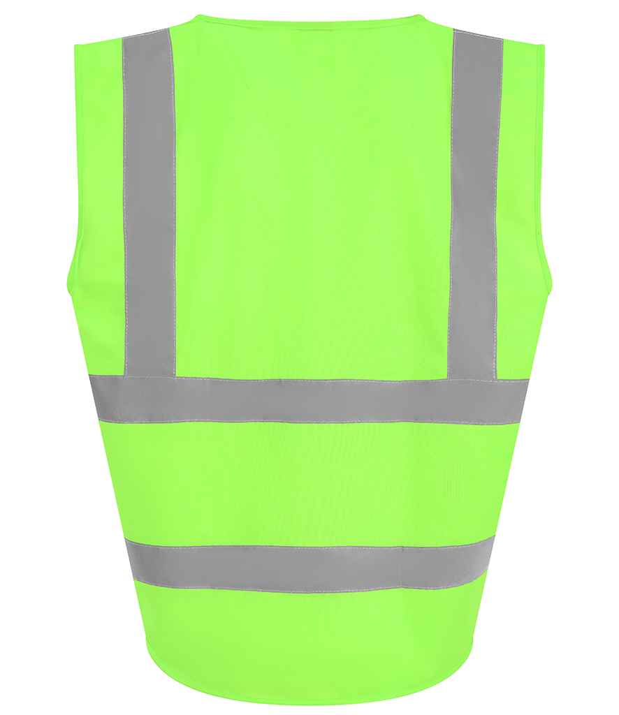 Pro RTX RX700B Lime Green Back - Kids Hi Vis Vest Ready to be Printed by Custard Workwear - Cheap Personalised and Customised Workwear in Nottinghamshire, Derbyshire and Leicestershire