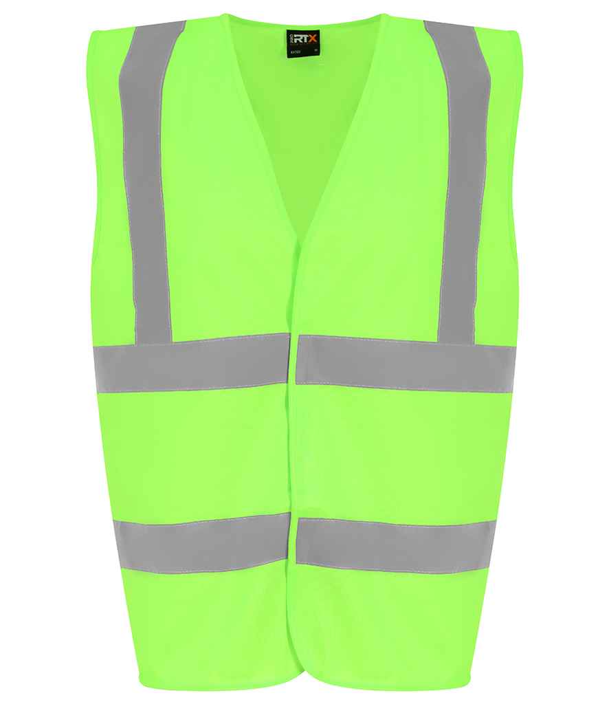 Pro RTX RX700B Lime Green Front - Kids Hi Vis Vest Ready to be Printed by Custard Workwear - Cheap Personalised and Customised Workwear in Nottinghamshire, Derbyshire and Leicestershire