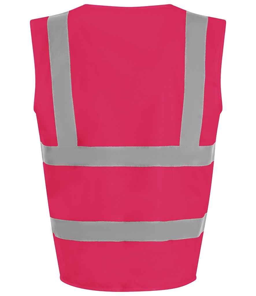 Pro RTX RX700B Pink Back - Kids Hi Vis Vest Ready to be Printed by Custard Workwear - Cheap Personalised and Customised Workwear in Nottinghamshire, Derbyshire and Leicestershire