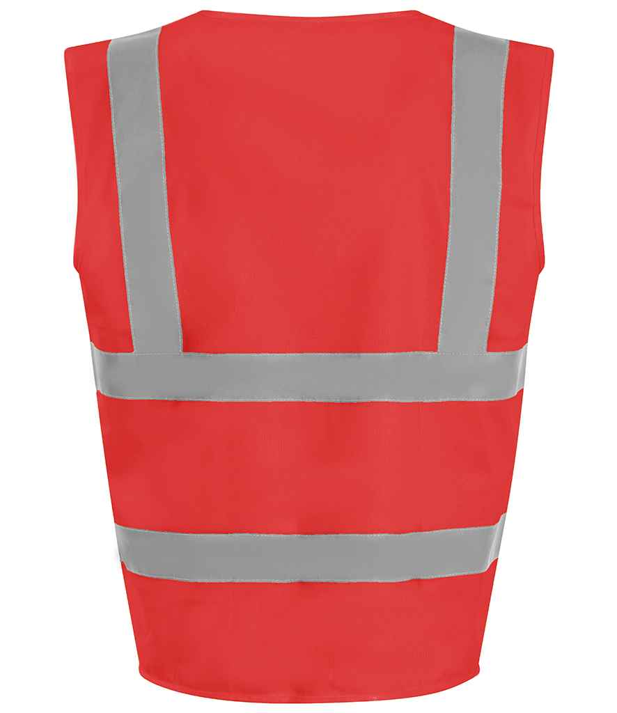 Pro RTX RX700B Red Back - Kids Hi Vis Vest Ready to be Printed by Custard Workwear - Cheap Personalised and Customised Workwear in Nottinghamshire, Derbyshire and Leicestershire