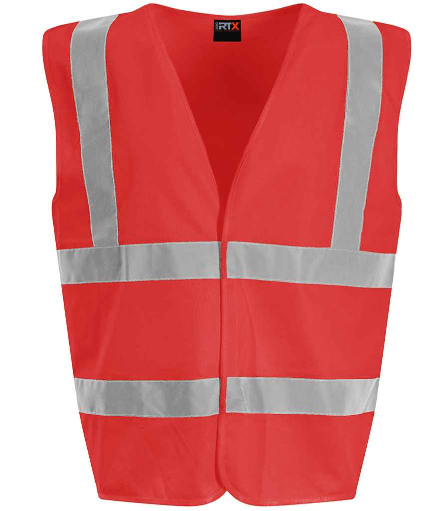 Pro RTX RX700B Red Front - Kids Hi Vis Vest Ready to be Printed by Custard Workwear - Cheap Personalised and Customised Workwear in Nottinghamshire, Derbyshire and Leicestershire