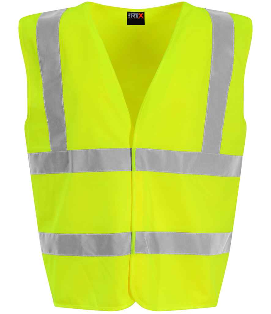 Pro RTX RX700B Yellow Front - Kids Hi Vis Vest Ready to be Printed by Custard Workwear - Cheap Personalised and Customised Workwear in Nottinghamshire, Derbyshire and Leicestershire