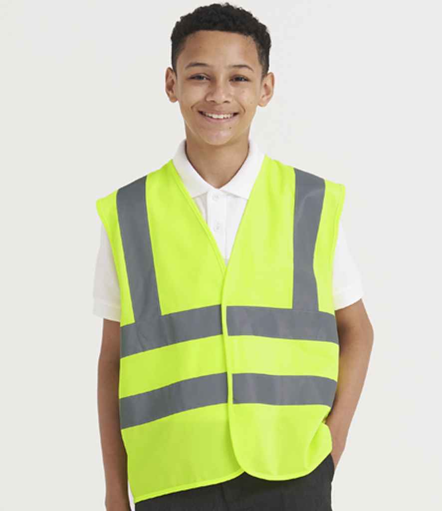 Pro RTX RX700B Yellow Model - Kids Hi Vis Vest Ready to be Printed by Custard Workwear - Cheap Personalised and Customised Workwear in Nottinghamshire, Derbyshire and Leicestershire