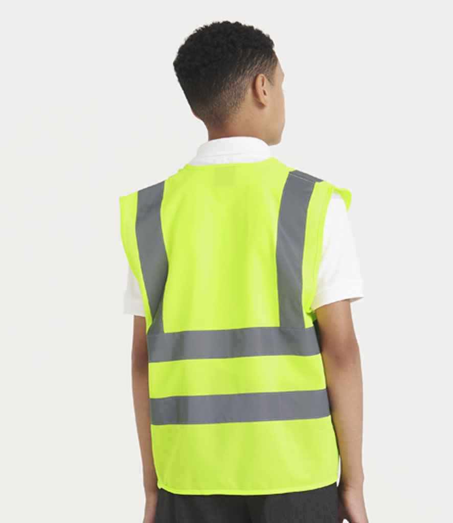 Pro RTX RX700B Yellow Model - Kids Hi Vis Vest Ready to be Printed by Custard Workwear - Cheap Personalised and Customised Workwear in Nottinghamshire, Derbyshire and Leicestershire