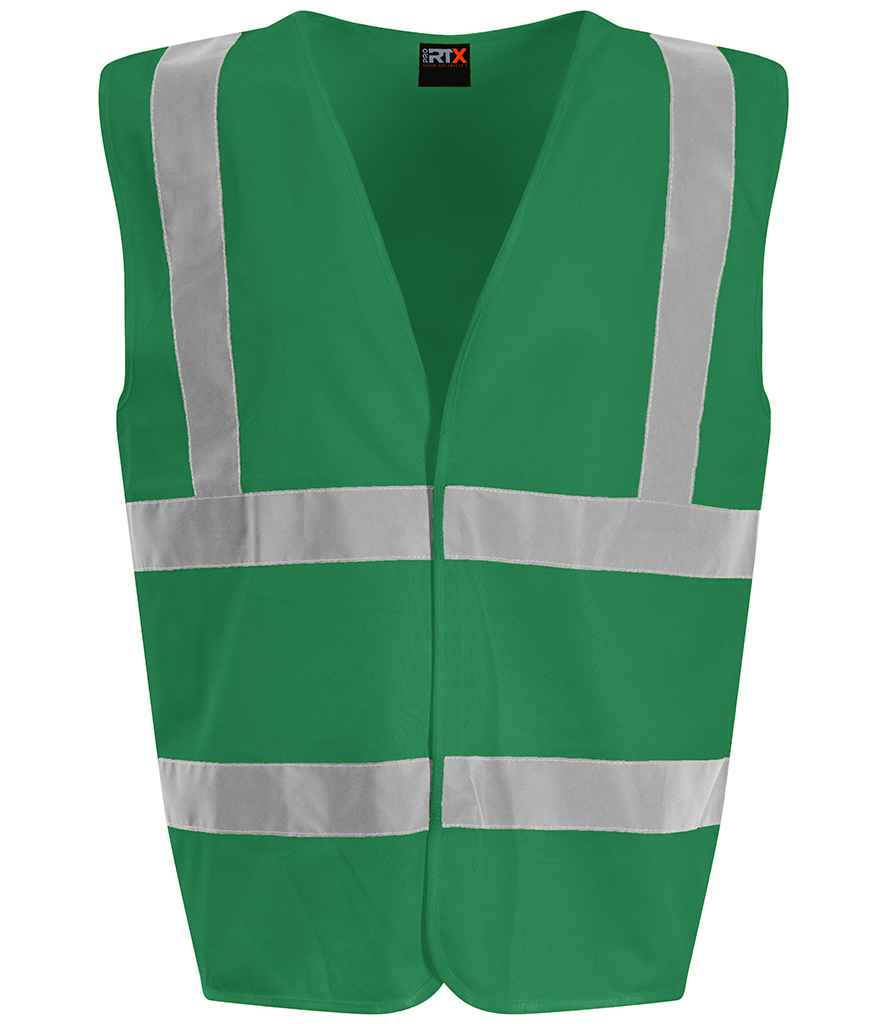 Pro RTX RX700 Kelly Green Front - Hi Vis Vest Ready to be Printed by Custard Workwear - Cheap Personalised and Customised Workwear in Nottinghamshire, Derbyshire and Leicestershire
