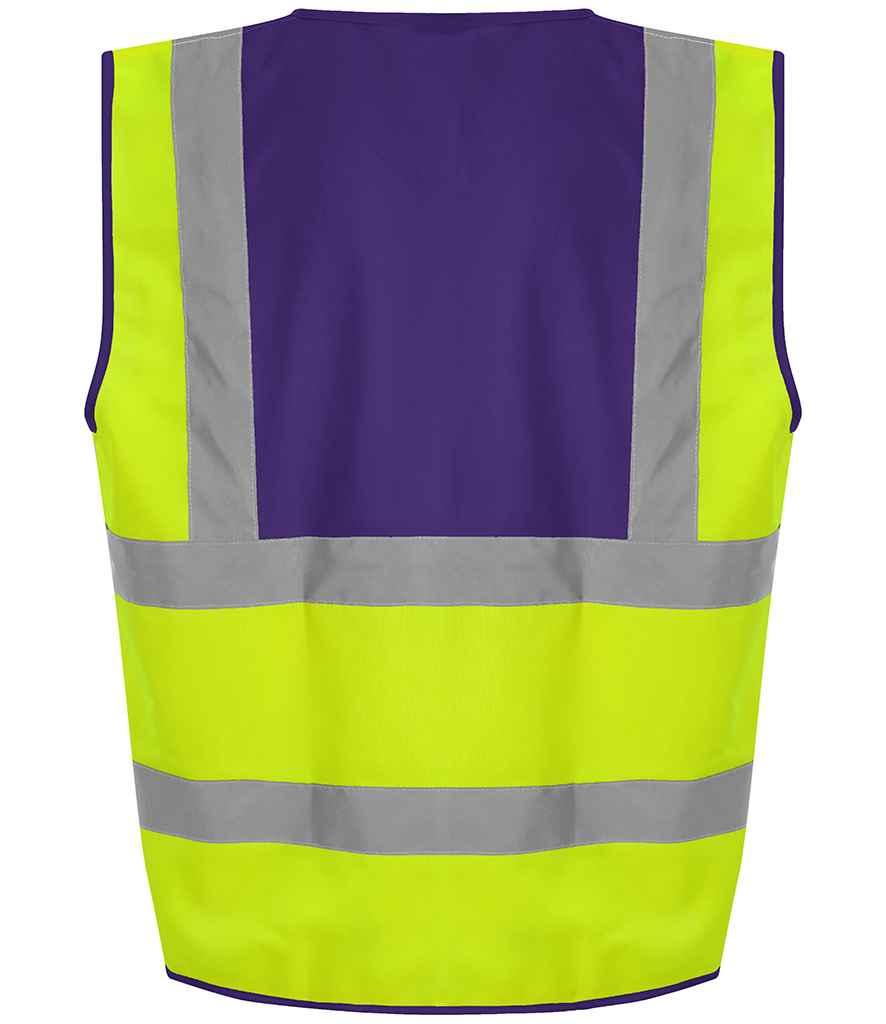 Pro RTX RX700 Yellow/Purple Back - Hi Vis Vest Ready to be Printed by Custard Workwear - Cheap Personalised and Customised Workwear in Nottinghamshire, Derbyshire and Leicestershire